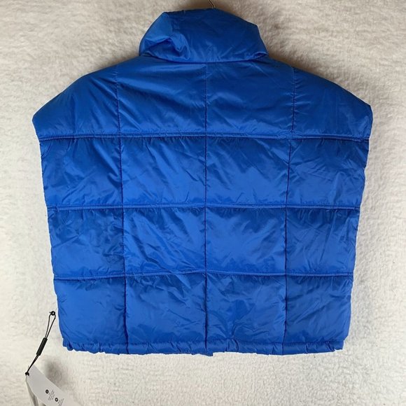 Calvin Klein Puffer Vest Women's Small Blue Crop Performance Quilted Zip 7584 - Picture 2 of 9